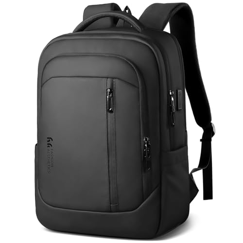 16-Inch Laptop Backpack for Men & Women, 25L with USB Charging Port | Business Work Backpack，Water Resistant Computer Bag with Anti-Theft Pocket for Travel Office Daily– Black - color: Black