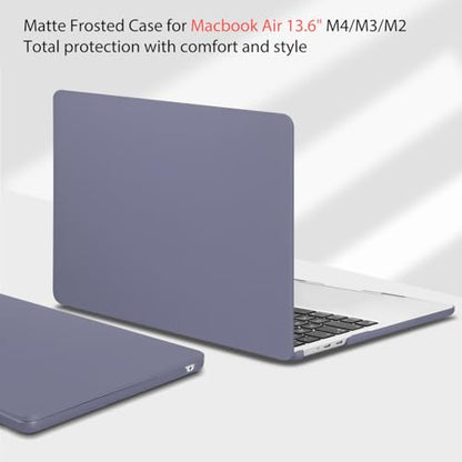 Teryeefi Case for MacBook Air 13.6 Inch Model M5 M4 M3 M2 A3449/A3240/A3113/A2681 Model (2022-2025 2026 Release), Laptop Hard Case+USB 3 Adapter+Keyboard Cover for MacBook Air 13, Cream Lavender Gray - color: Cream Lavender Gray