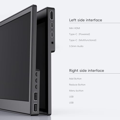 JUSTTHINK Small Portable Monitor 11.6“, Ultra-Slim Mini Monitor | Display with Smart Cover Plug & Play USB-C/HDMI External Second Screen Travel Monitors for Laptop, Phone - size: 11.6"