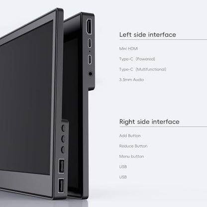 JUSTTHINK Small Portable Monitor 11.6“, Ultra-Slim Mini Monitor | Display with Smart Cover Plug & Play USB-C/HDMI External Second Screen Travel Monitors for Laptop, Phone - size: 11.6"