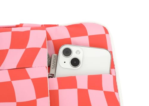 360° Protective Laptop Sleeve Case Bag with 3 Pockets,Handle,Luggage Strap for MacBook Pro 14 inch and 14 inch-14.4 inch Screen Laptop(Grid) - color: Grid, size: 14 inch-14.4 inch
