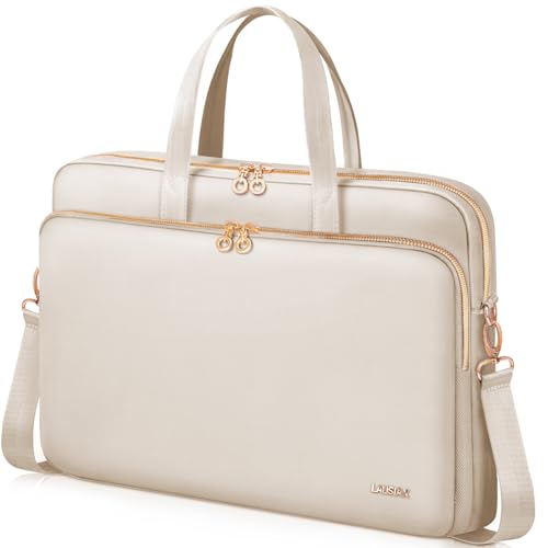 Laptop Case Bag Women Men Computer Sleeve Compatible with MacBook/Dell/HP/Acer/ASUS, Waterproof Shoulder Carrying Briefcase, Beige, 15.6-16 Inch - color: Beige, size: 15.6 inch