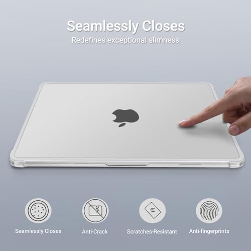 MOSISO Anti-Crack Case for MacBook Air 13 inch M5 M4 M3 M2 2026-2022 | 3 in 1 Kit Anti-Fingerprints Reinforced TPU Bumper Hard Shell for MacBook Air 13.6, A3449 A3240 A3113 A2681, Matte Clear - color: Matte Clear