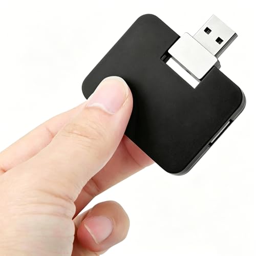 USB 2.0 Hub, 4-Port Mini U-Shape Data Transfer Hub for PC Laptop Desktop, Plug and Play, Black