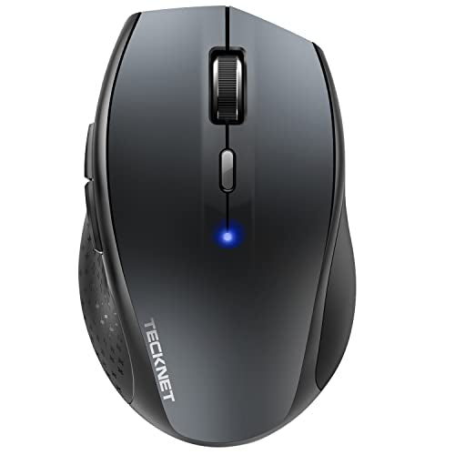 TECKNET Bluetooth Mouse, Wireless Silent 6 Buttons 2-Yr Battery, Gray | BT 5.0/3.0, 6-Level DPI to 4800, Wide OS Compatible, Ergonomic for M/L Hands, Extended Battery - color: Gray