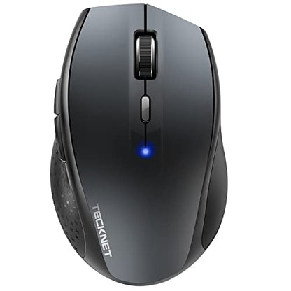 TECKNET Bluetooth Mouse, Wireless Silent 6 Buttons 2-Yr Battery, Gray | BT 5.0/3.0, 6-Level DPI to 4800, Wide OS Compatible, Ergonomic for M/L Hands, Extended Battery - color: Gray