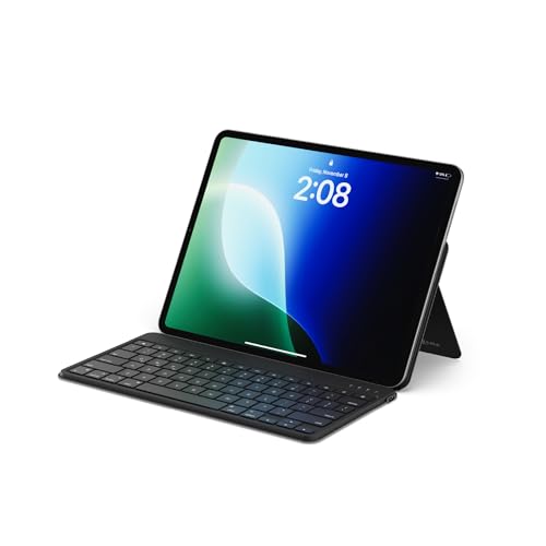 Satechi OntheGo Bluetooth Keyboard, Connect Up to 3 Devices, Tablet, Black | Adjustable stand, USB-C rechargeable battery, compact & portable, for iPad, tablet - color: Black