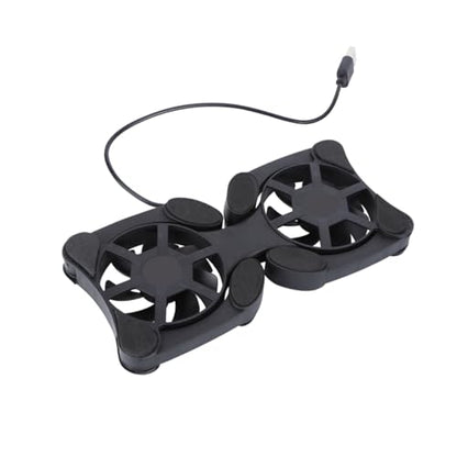 KALLORY Portable Foldable Laptop Cooler Cooling Pad with Dual Fans for Notebooks, Compact Dark USB Computer Cooler Stand for Travel and Home Use