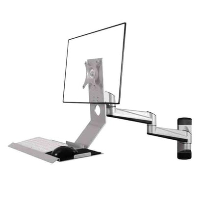 Monitor Stand- Silver Wall Mount Double Arm with Regular Tray Monitor Stand 90° Adjustable Desk Mount