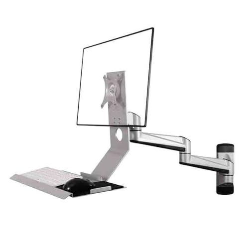 Monitor Stand- Silver Wall Mount Double Arm with Regular Tray Monitor Stand 90° Adjustable Desk Mount