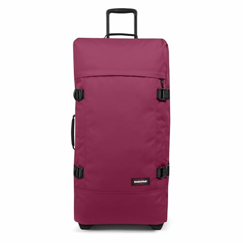 EASTPAK Tranverz L – 121L Large Soft Sided Checked Luggage, Dual Compartments, TSA Lock, Compression Straps & Smooth Inline Wheels, Wine Burgundy - color: Wine Burgundy, size: 121 Liter Checked Bag