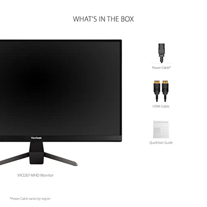 ViewSonic VX2267-MHD 22 Inch 1080p Monitor, 100Hz Refresh Rate with FreeSync for Ultimate Home Entertainment, Eye Care Technology, Ultra-Thin Bezels, HDMI, and DisplayPort Inputs - size: 22 Inches
