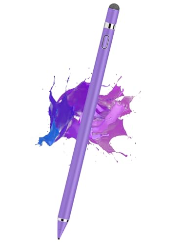 Stylus Pen for Touchscreen, Kenkor Rechargeable Digital Fine Point Active Tablet Pencil, Stylus Pen for iPhone/Switch/Android/Apple iPad Pro/Air/Mini/Samsung/Cellphone/Tablet Drawing & Writing -Purple - color: Purple
