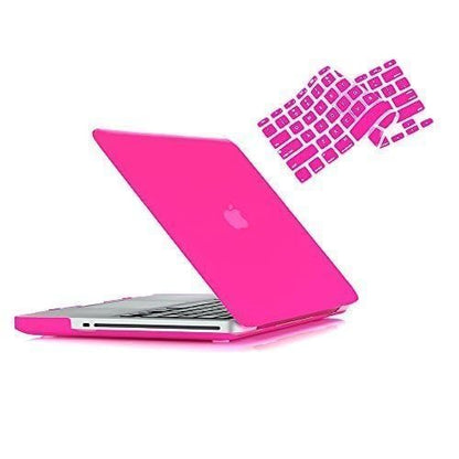 RUBAN Compatible with MacBook Model A1286 (2011 2010 2009 Year Old Version Pro 15 inch with CD-ROM), Plastic Hard Case Shell and Keyboard Cover - Hot Pink - color: Hot Pink