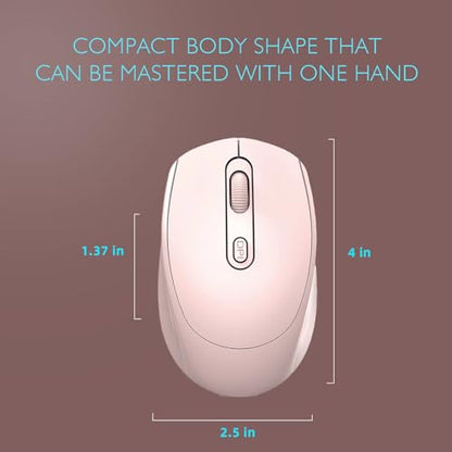 ONE-UP Wireless Mouse, 2.4G, Silent, Computer, USB Nano Receiver for Laptop, Chromebook, PC, Mac, Windows and School Work (Pink) - color: Pink