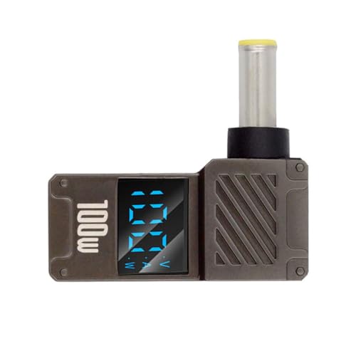 xiwai USB-C PD 65W Charge Adapter Type-C Input to DC 5.0x1.0mm Barrel Jack Plug Smart LED Digital Display 100W Output 20V 5A Charger Connector for Laptop - color: Black Type-C to DC 5.0x1.0mm