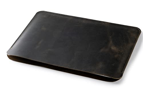 Leather Laptop Sleeve, Handmade Slim Case for MacBook Air 13" (M2) 2024, (M3) 2024 & 15 inch (M3) 2035 - color: Dark Green, size: 13"