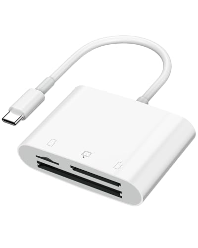 SD Card Reader USB C for iPhone 15/Android Phone/iPad/Mac/Laptop, Three Card Slot Micro SD Card Reader Supports SD Micro SD CF Card, Digital Camera Viewer Memory Card Reader Plug and Play - color: Matte White