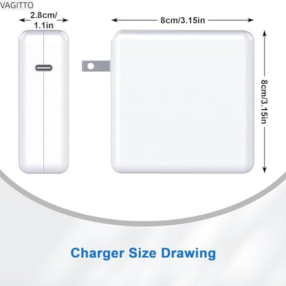 100W 96W USB C Fast Charger Compatible with MacBook Pro/Air 16 15 14 13, M4 M3 M2 M1, iPad Pro/Air and All Type C Device, Mac Book Pro Charger Included Cable