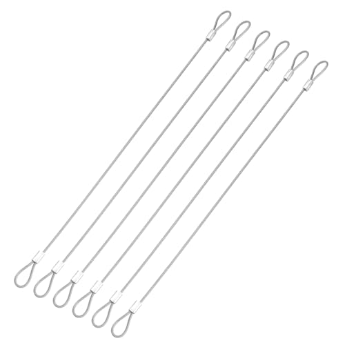 6 Pcs Security Cable Lock - Double Loop Cable (0.98 ft x 0.08 Inch) Vinyl Coated 304 Stainless Steel Safety Flexible Wire Rope Luggage Bike Anti-Theft Security Chain Lock, Silver - color: Silver, size: 0.98 ft x 0.08 Inch