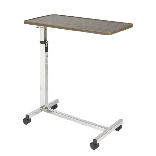 Drive Medical Tilt-Top Overbed Table with Wheels, Walnut | Overbed Table Tilts and Rolls on Wheels for Flexible Positioning During Everyday Use, Walnut Finish and Design