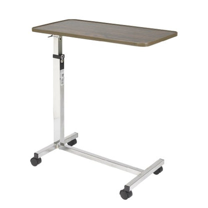 Drive Medical Tilt-Top Overbed Table with Wheels, Walnut | Overbed Table Tilts and Rolls on Wheels for Flexible Positioning During Everyday Use, Walnut Finish and Design