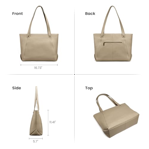 befen Genuine Leather Tote Bag for Women Work Travel Leather Purse Handbags | Real Leather, Padded 14" Laptop Compartment, Multi-Pockets, Zipper, Tote Bag for Daily - color: Z1-taupe