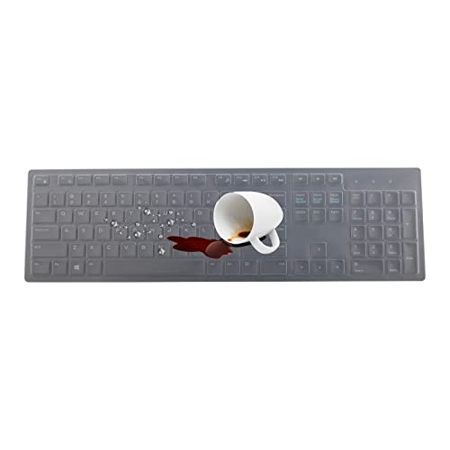 Keyboard Cover Skin for Dell KM636 KB216 KB216t KB216d KB216p Wired & Wireless Keyboard, Dell Optiplex 5250 3050 3240 5460 7450 7050, Dell Inspiron Desktop 24" 27" 5400 5490 7700 7790 3475 3670 3477 - color: Clear