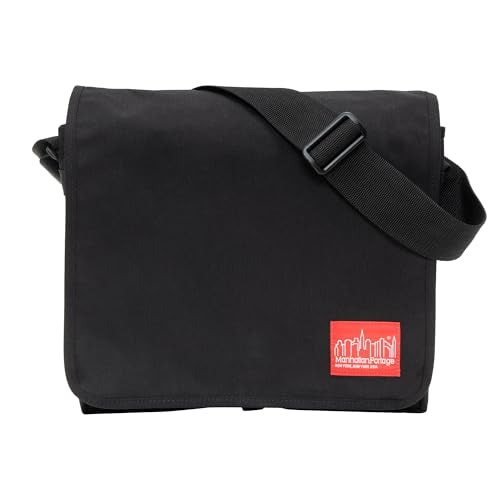 Manhattan Portage DJ Messenger Bag Fits 13" Laptop Water Resistant Zippered Compartment 1000D Cordura for Work College Travel - color: Black