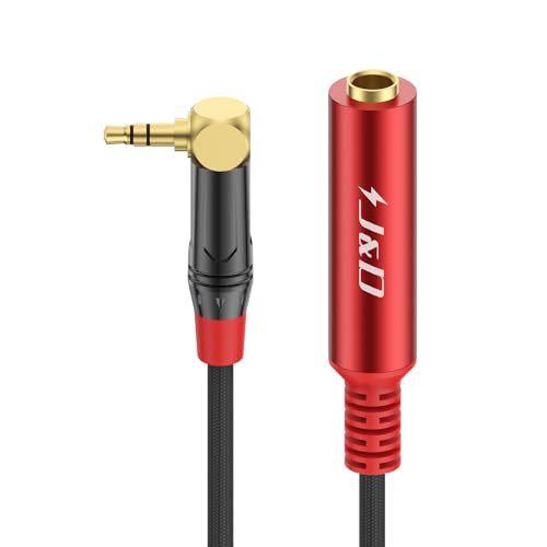 J&D 1/4 to 3.5mm Headphone Adapter, TRS 1/4 inch to 1/8 inch Stereo Audio Adapter Cable, 6.35mm Female to 3.5mm Male Stereo Audio Adapter for Headphone, Amplifiers, Guitar, Amp, 1ft / 30 cm, Red