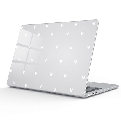 for MacBook Air 13.6 Inch Case M5/M4/M3/M2 2026-2022 Release A3449 A3240 A3113 A2681 Cute White Polka Dot Heart Design Crystal Clear Girly Case Laptop Protective Hard Shell Cover - color: Heart Polka Dot/White