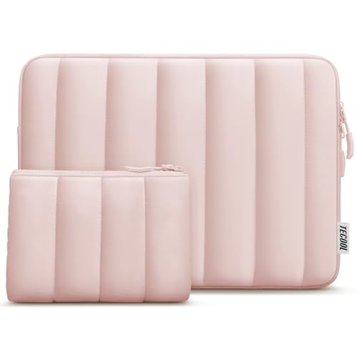 TECOOL Puffy Laptop Case 15.6 inch,15.6 inch Laptop Sleeve for 15-15.6" Lenovo Thinkpad Ideapad HP Acer Asus Dell Chromebook, Protective Waterproof Sleeve 15 inch Notebook Bag with Small Case,Pink - color: Pink, size: 15.6 Inch