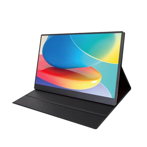 Portable Monitor, 15.6" 1080P FHD IPS Travel Monitor w/Smart Cover & Speakers, HDMI USB C Plug & Play, Second External Monitor for Laptop/PC/Phone/Mac