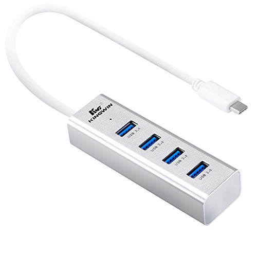 Kingwin Portable Aluminum 4-Port USB Hub comes with The Latest Type-C Interface to USB 3.0 Data Compatible with Ios, Android Gadgets, USB Flash Drives and Other Devices - style: KWZ-400-C Aluminum 4-Port C-type USB 3.0 Hub