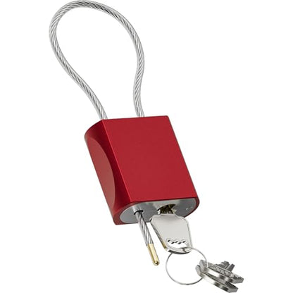 Cable Padlock Free Adjustable Lock 3 Keys, 1.15ft/0.35m Red | Steel Cable 1/6"(4mm)Diameter, Lock & Secure, Weatherproof for Bikes, Lockers, Gate, Fence, Shed, Outdoor Equipment etc - color: Red-1.15ft(0.35m)