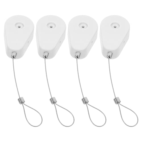 Generic 4pcs Retractable Cable Lock: Anti-Theft Security Tether - Telescopic Wire Laptop Lock Box for Access Control Garage & Warehouse Protection - color: White