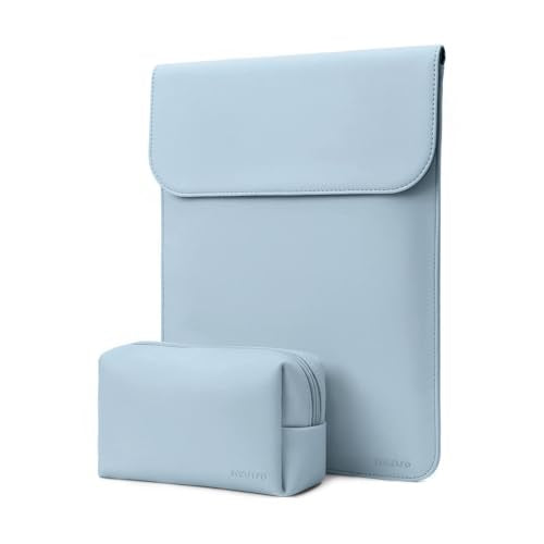 MOSISO Laptop Case 13.3 inch, 13-13.3 inch Laptop Sleeve Compatible with MacBook Neo 13 A18 Pro A3404 /Air 13/Pro 13/Pro 14 M5 M4 M3 M2 M1, Faux Suede Leather Case with Small Bag, Baby Blue - color: Baby Blue