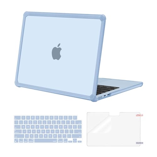 MOSISO Compatible with MacBook Air 13 inch Case M5 2026 M4 M3 M2 2025-2022 | A3449 A3240 A3113 A2681, 3 in 1 Kit Crack-Resistant Heavy Duty Protective Hard Shell Case Cover with TPU Bumper, Sky Blue - color: Sky Blue