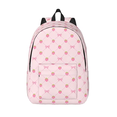 Laptop Backpack For Women - Durable Lightweight Laptop Backpack With 1 Main Compartment，Waterproof Casual Daypack Travel Backpack For Men - color: Bows Strawberry, size: 17inch