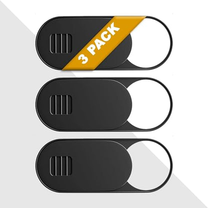 3 Pcs Camera Cover Slide, Compatible with MacBook, Laptop, PC, iMac, iPhone, 0.03 inch, Protect Privacy and Security Ultra-Thin Oval Webcam Cover with Case/Cleaning Cloth, 1.11X0.43 in - color: Black-L-3-Pack, size: Large