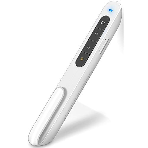White Wireless Presenter, Volume Control Presentation Clicker, RF 2.4GHz PowerPoint Clicker Presentation Remote Control Slide Clicker Advancer - color: White