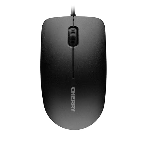 Cherry MC 1000, Wired Office Mouse for PC, Optical Sensor (1,200 dpi), 3 Buttons, Symmetrical Design for Left- and Right-Handed Users, GS Certification, Black - color: Black