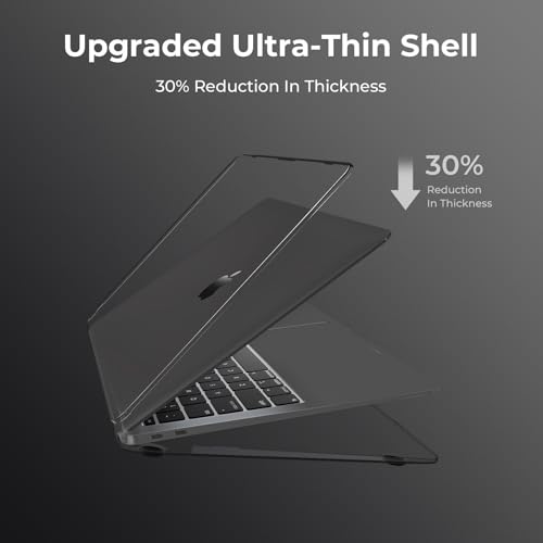EooCoo for MacBook Air 13.3 inch Case with Keyboard and Screen Protector | Ultra Thin and Transparent, Hard Case Compatible with MacBook Air 13.3 inch M1 Chip 2021-2018 with Retina Display - color: Crystal Black