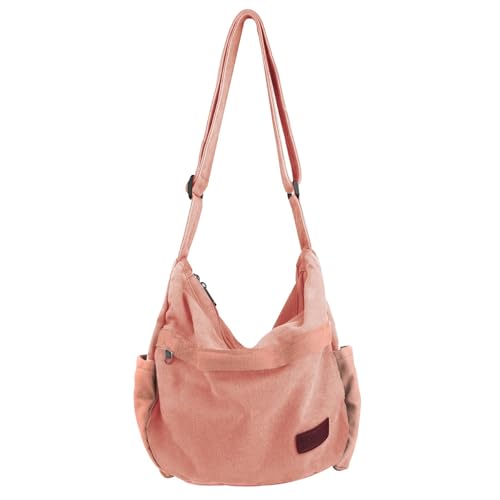 Large Canvas Messenger Bag with Multiple Pockets for Men and Women, Crossbody Shoulder Tote Hobo Laptop Bag - color: 5 - Pink