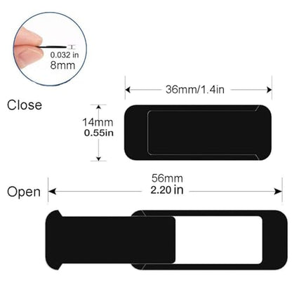 Camera Privacy Covers, Ultrathin Slide Webcam Cover with Strong Adhesive, Compatible with Most Smartphones & Laptops, Durable & Easy to Install, 3 Pack (Black) - color: Black