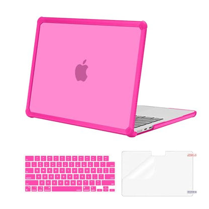 MOSISO Compatible with MacBook Air 13 inch Case M5 2026 M4 M3 M2 2025-2022 | A3449 A3240 A3113 A2681, 3 in 1 Kit Crack-Resistant Heavy Duty Protective Hard Shell Case Cover with TPU Bumper, Bright Rose - color: Bright Rose
