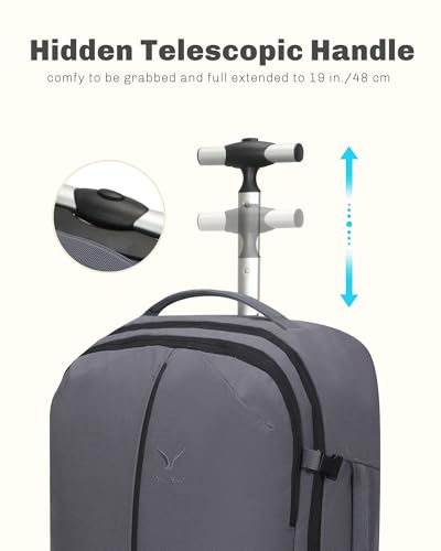 2 in 1 Travel Backpack Set Rolling Backpack with Wheels Carry on Luggage 43L with Personal Item Bag for Men Women 17 inches Laptop Backpack Dark Grey - color: Dark Grey