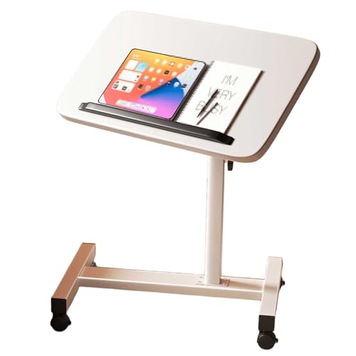 Hospital Bed Table On Wheels Adjustable Movable and Adjustable Bedside Table with Stopper Reversible C-Shaped Sofa Office Side Table for Living Room, Hospital(White,50 * 30cm) - color: White, size: 50*30cm