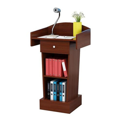 Floor Standing Metal Podium,Lecture Pulpit,Lectern Podium Stand, Podium Stand Simple Lecterns Density Board Laptop Desk Podium Stand with Open Storage Podiums Spacious Dr - color: Red