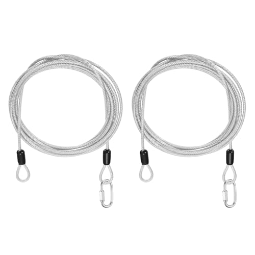 PATIKIL Security Cable Lock (1/8" Dia 8.2ft, Clear)(2 Set) Vinyl Coated 304 Stainless Steel Double Loop Flexible Wire Rope Safety Cable with Quick Links Locking Connectors - color: Clear, size: 8.2ft x 1/8"